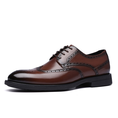 Bloch Embossed Leather Shoes for Men, British and Korean Style Business Formal Shoes, Breathable Casual Shoes, Wedding Shoes for Grooms