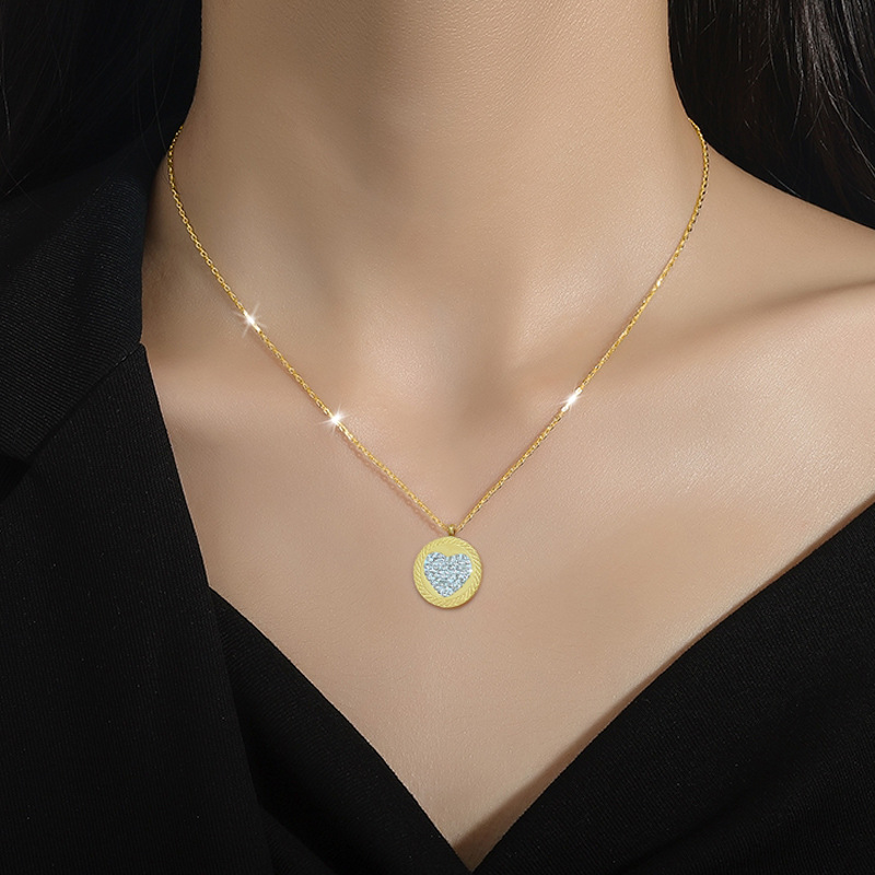 Minimalistisches Echtgold Collier Mit Diamantbesatz Für Damen_voghion.com