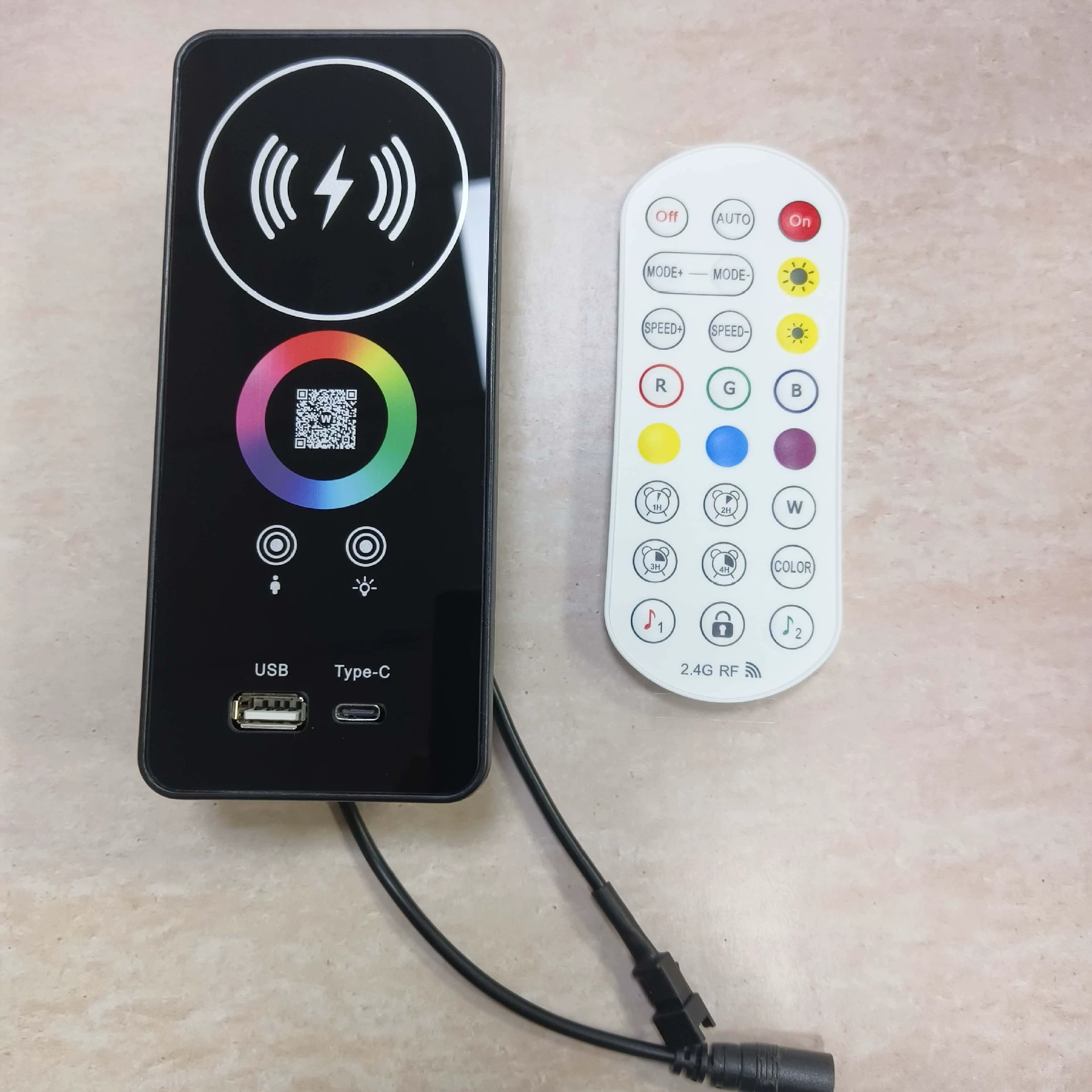 Радиолокационная индукционная светодиодная Bluetooth Phantom цветной контроллер беспроводной быстрой зарядки USB быстрой зарядки и type-c быстрой зарядки сенсорный контроль