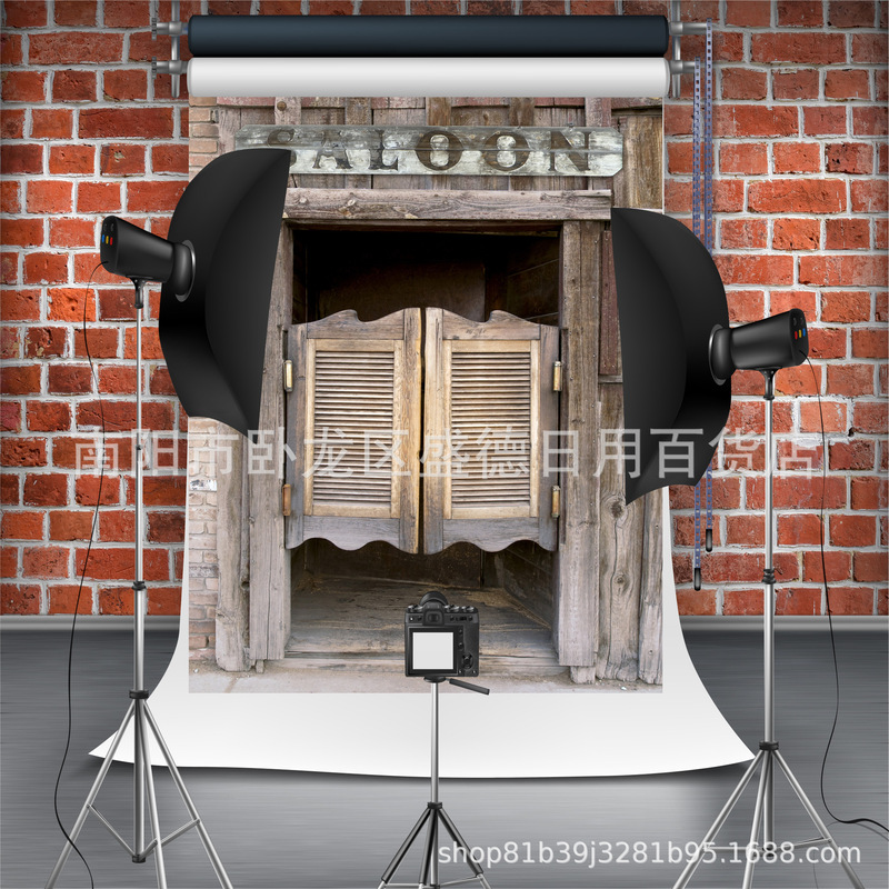 Cross-border western salon door photography background Western country old wild party decoration barn door photography background cloth Cross-border western salon door photography background Western country old wild party decoration barn door photography background cloth