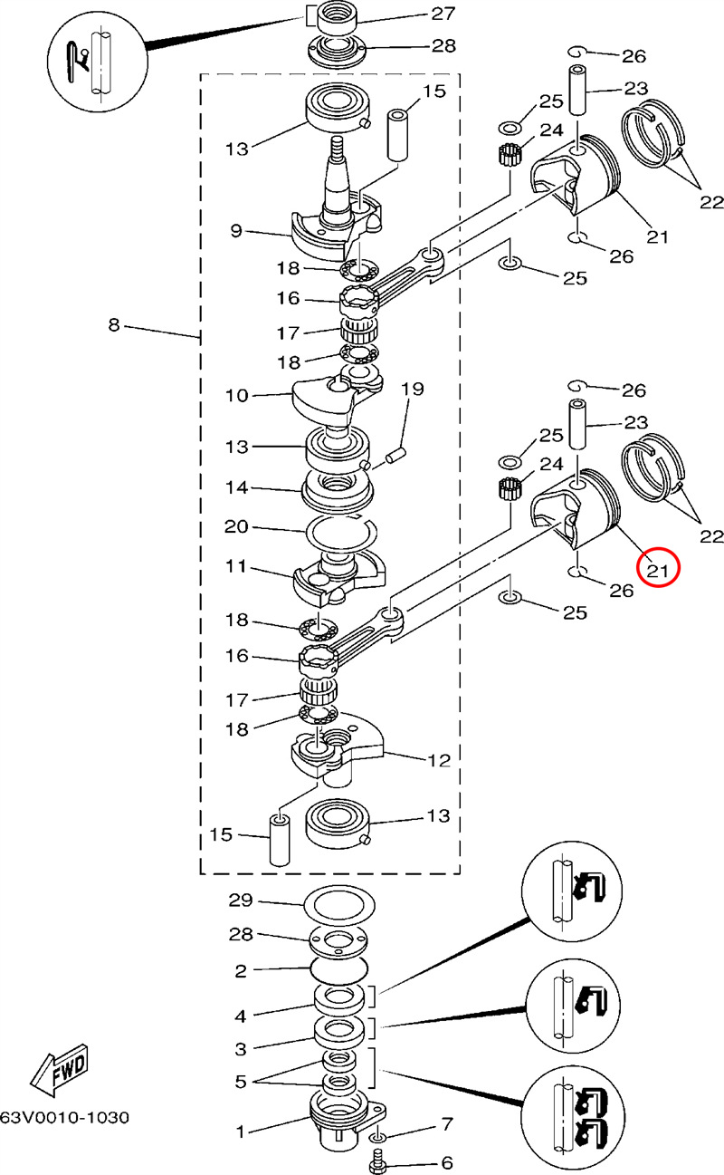 )翟墨DEMONS舷外机船外挂机橡皮艇冲锋舟6E7-11636-00