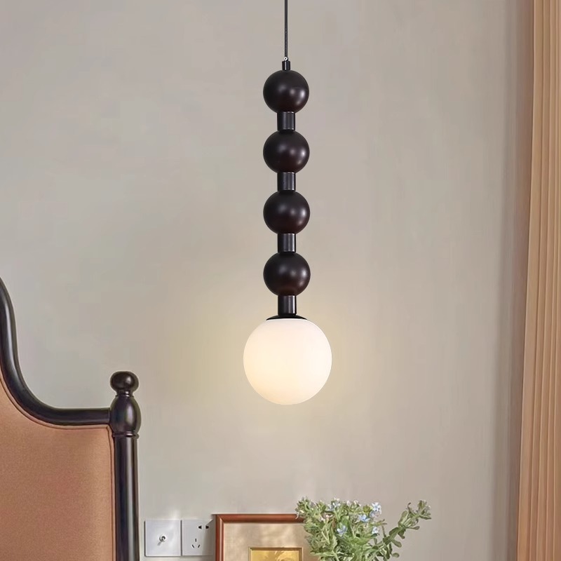 法式中古風床頭吊燈美式復古房間臥室客廳背景牆燈實木小吊燈