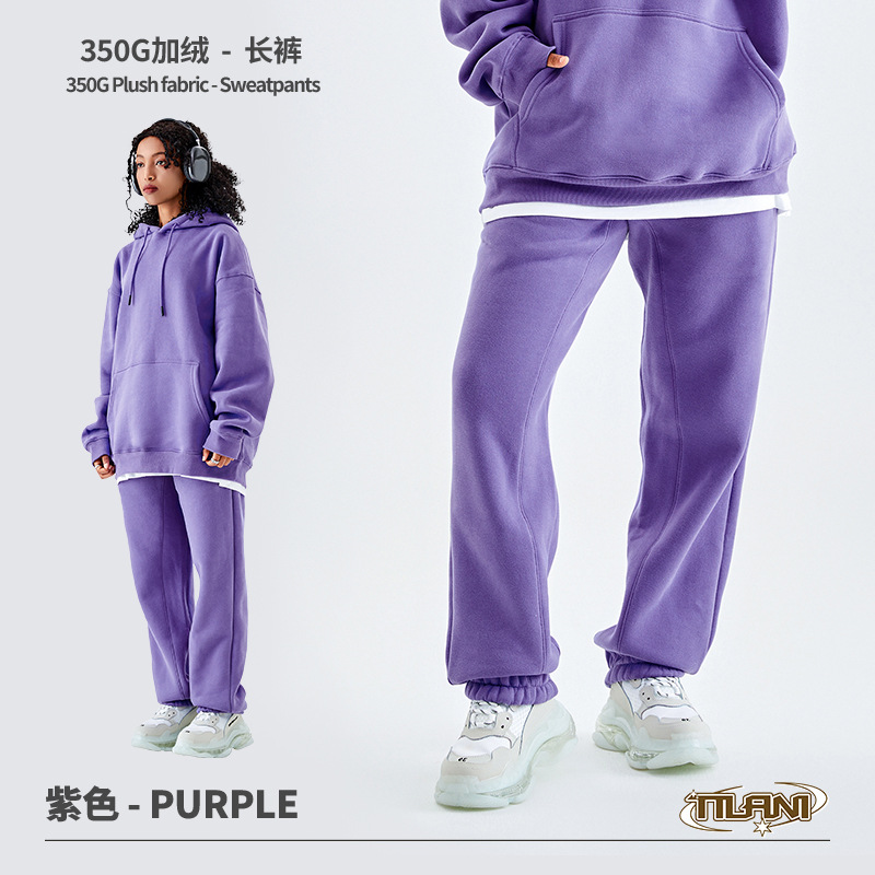 Conjunto deportivo unisex, sudadera con capucha y pantalón, forro polar grueso 350g, moda europea y americana