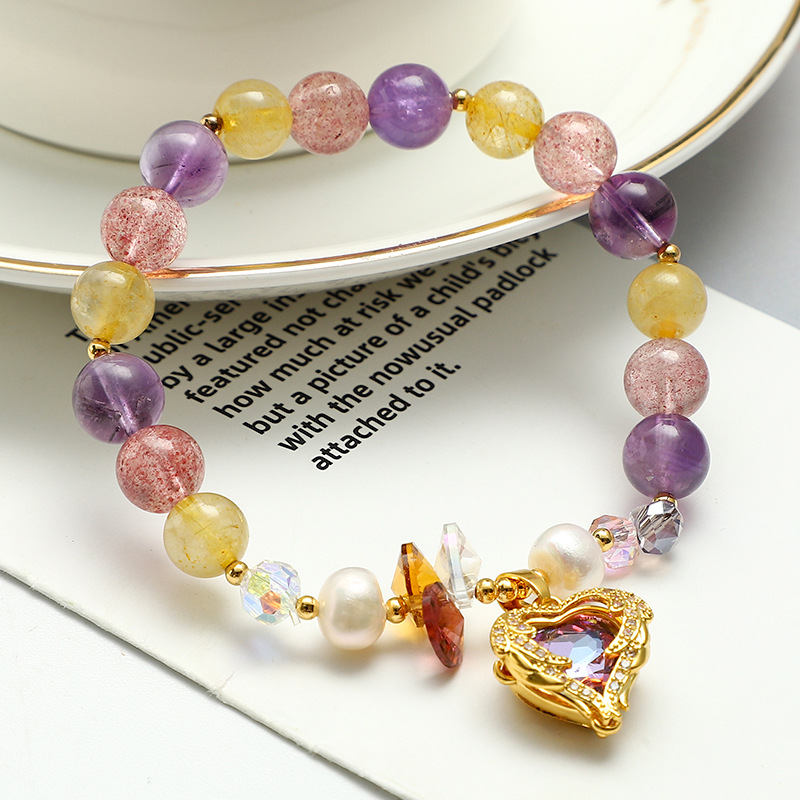 8 mm cristal de fresa amatista modelo de amor 17,5 cm