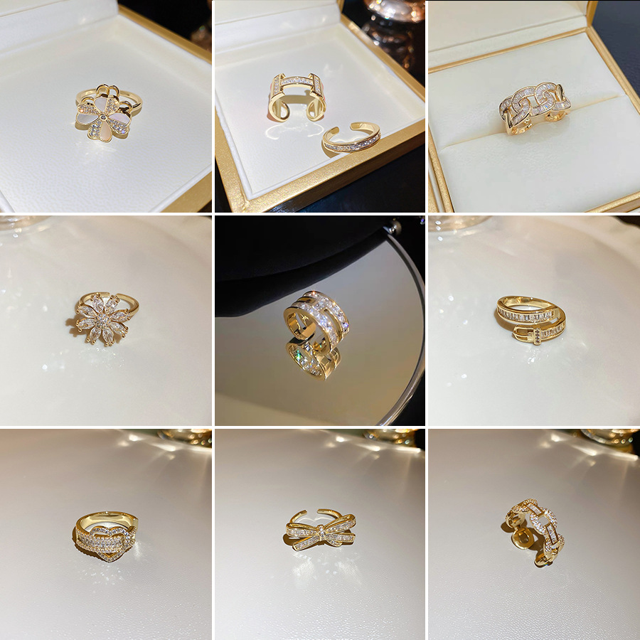 Modern Style Heart Shape Metal Plating Zircon Womenu0027S Rings 1 Piece