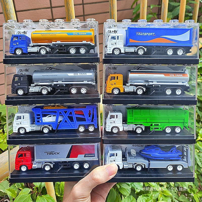 Children's Alloy Semi-Trailer Container Truck Model Engineering Transport Container Truck Boy Car Toy Artificial