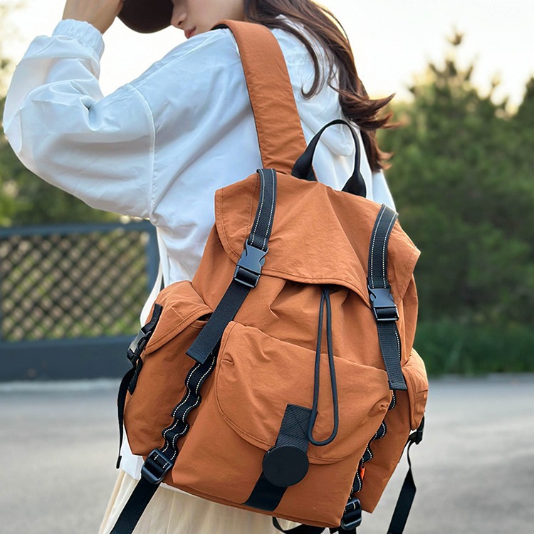 2026 New Outdoor Mountaineering Bag for Women, Lightweight Workwear Style Drawstring Travel Backpack, Large Capacity School Bag