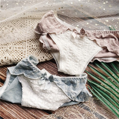 【80-120】1758 Sweet Japanese-Korean Style Cute Lace Butterfly Knot Cotton Cute Sexy Low-Waist Women's Panties