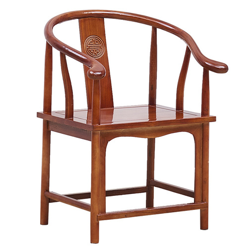 A set of three Chinese-style solid wood chairs includes a round chair, a master's chair, a teacher's chair, an official hat chair, and an antique-style chair with a backrest.