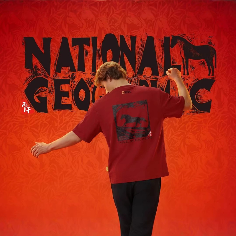 Ng National Geographic 2026 New Product Cny Series Year of the Horse Unisex Couple T-Shirt with Back Print Short Sleeves