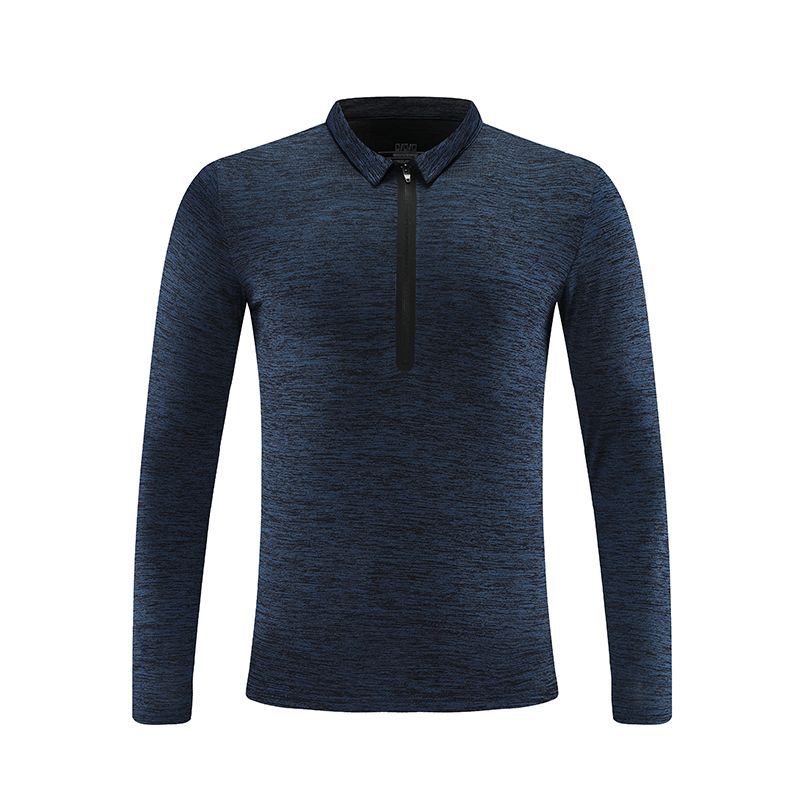 Hombres de primavera y otoño deportes de manga larga media cremallera collar de soporte de secado rápido transpirable camiseta juvenil camiseta casual camiseta superior