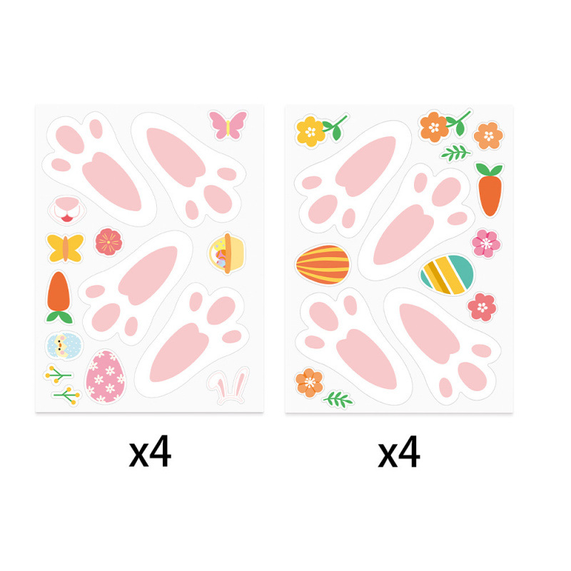 Europa y Estados Unidos transfronterizos fiesta de Pascua decoración pegatinas pegatinas adhesivas huellas de conejo día de conejo decoración de Pascua