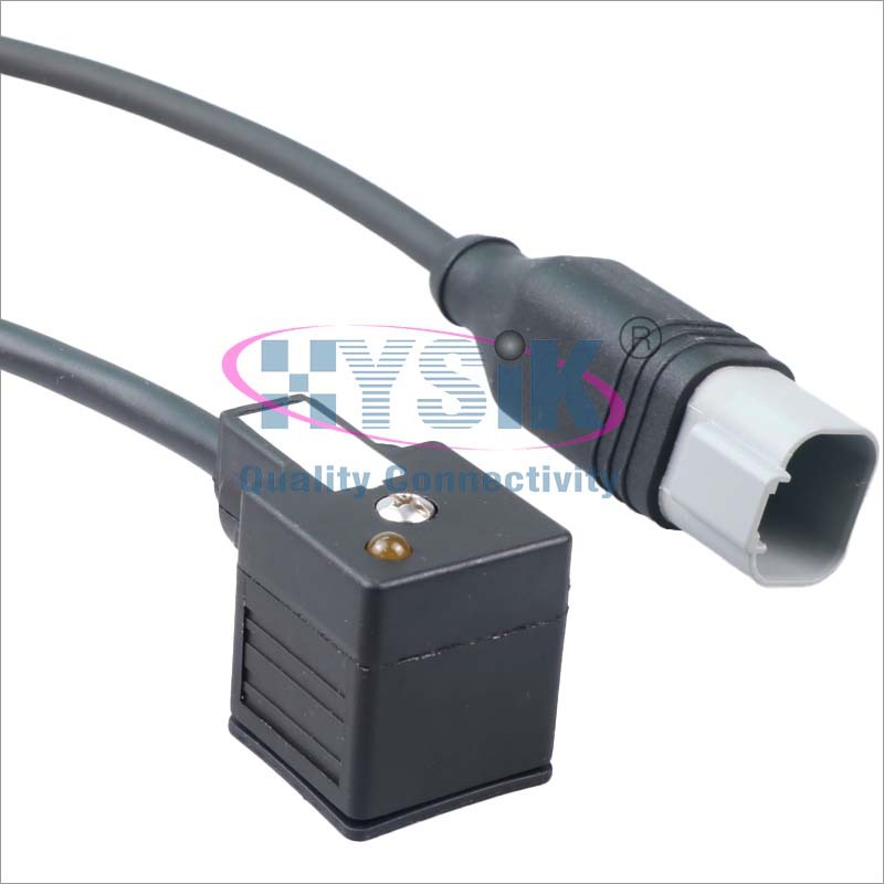 电磁阀插头 A型管脚18mm IP67防水 3芯4芯 带灯带浪涌保护阀插头