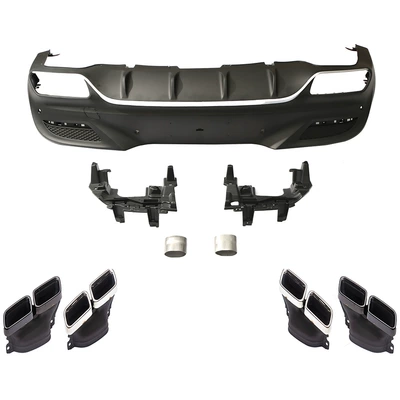 Suitable for Mercedes-Benz (15-18) Gle-Class X292 Upgrade 63 Car Rear Lip and Tail Throat Modification Parts Factory Direct Sales (Fixed wind wing) - matt-black-tail-lip-silver-bright-strip-split-silver-tail-throat
