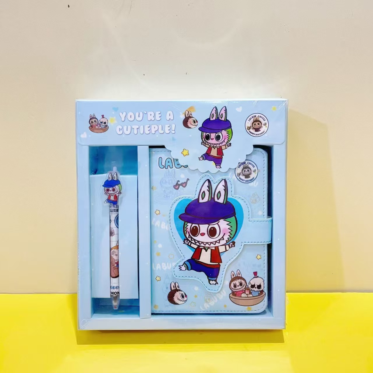 Sanrio PU cuaderno de mano estudiantes LABUBU comercio exterior artesanal en el viento conjunto de cajas de regalo de chicas del 1 de junio