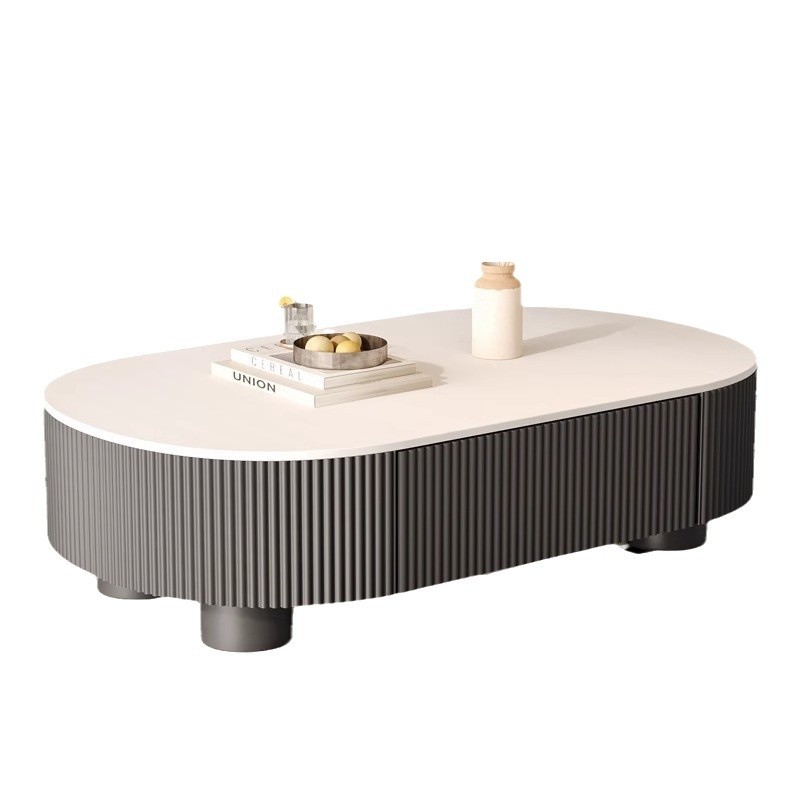 Mesa de té de tabla de roca rectangular ligera de lujo de alto nivel, mesa de té de tabla de roca minimalista italiana, sala de estar doméstica, pequeña casa