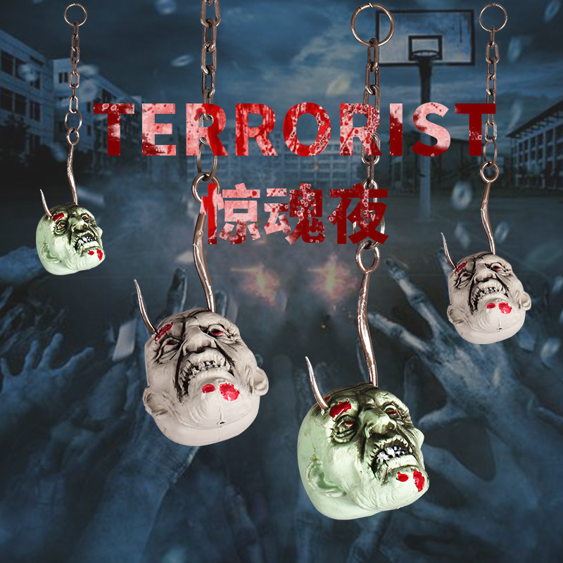 Accesorios de terror de Halloween transfronterizos gancho de cadena de hierro gancho de mano cabeza de gancho de pie casa embrujada escena de habitación secreta patio decoración de terror