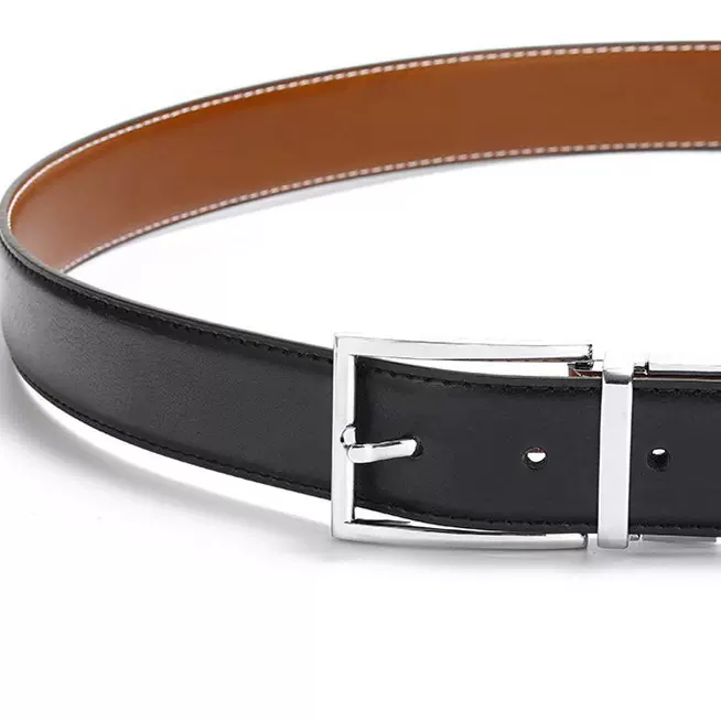 定制双面可用商务礼服腰带logo标志二层牛皮带扣旋转合金厂家批发