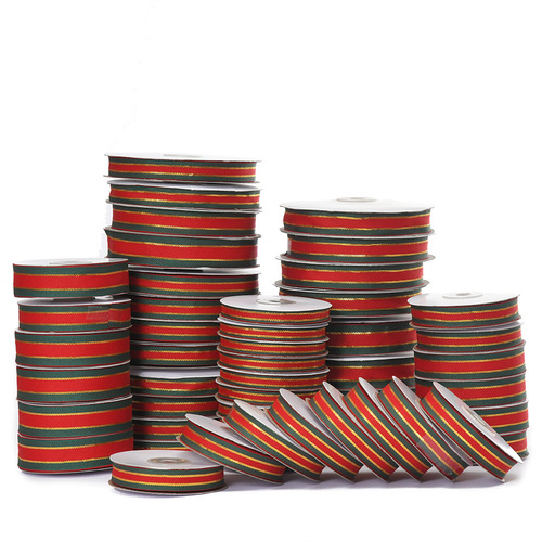 Christmas red and green ribbons, Christmas gift flower decoration colorful ribbons, decorative polyester woven tape wholesale