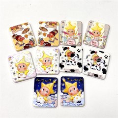 多孔亚克力星星人卡通印花卡牌书本片片diy手工饰品手机包链材料