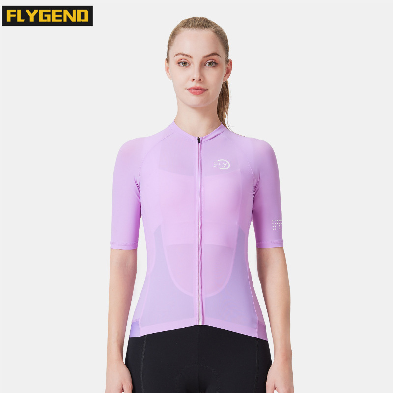 Ropa de ciclismo de carretera de mujeres de manga corta de verano ligera y delgada de color sólido sudor delgada y delgada camisa de ciclismo de mujer