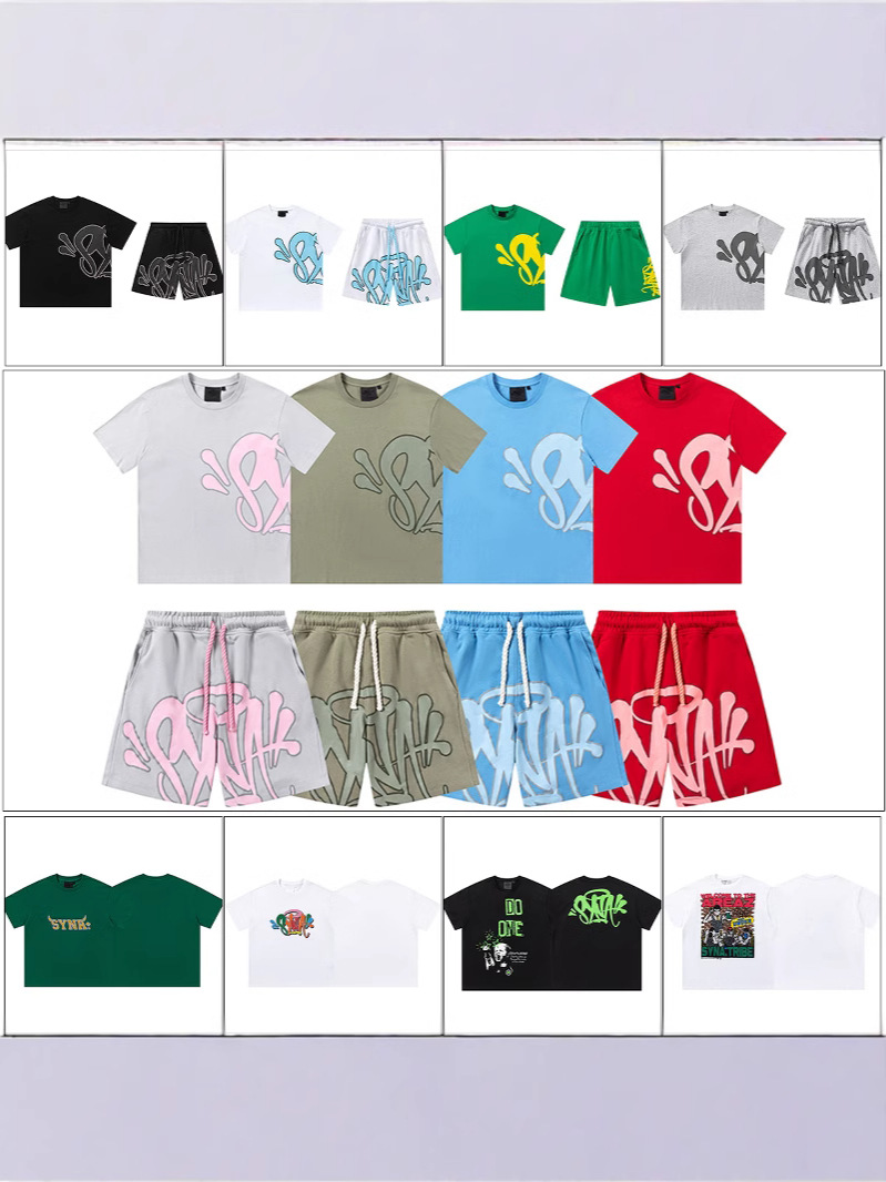 高品質SYnaWorldヒップホップフォームプリント半袖カジュアルルーズTシャツハイストリートショーツSyna Word