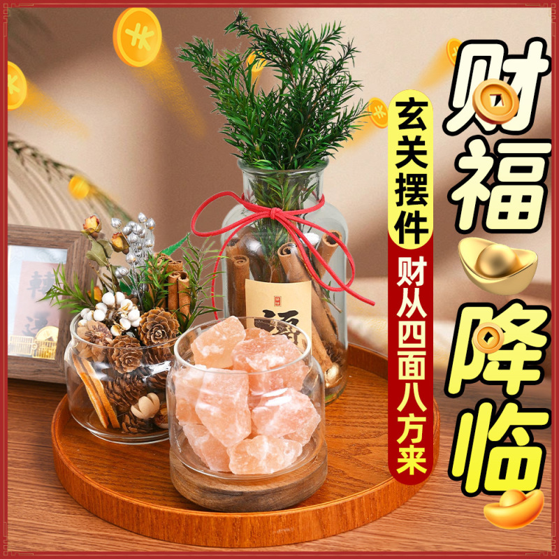 家居玄关入户摆件肉桂生财粗盐净宅大颗粒电视餐边柜客厅装饰|undefined