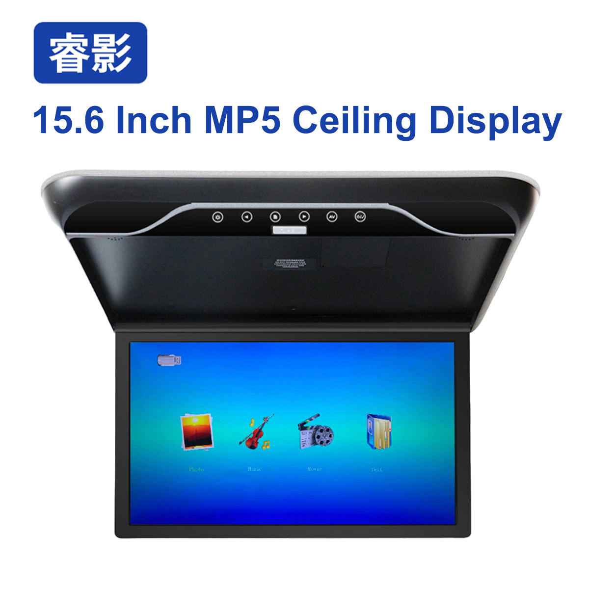 15.6 inch IPS Ceiling MP5 monitor with HDMI 16 color ambient