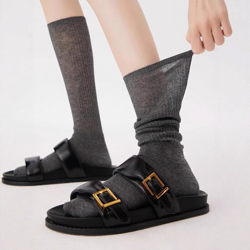 Women's Japanese-Style White Calf Socks, Long Boot Socks, Slouch Socks, Spring and Autumn Thin Layered Long Socks, Autumn Boot Socks