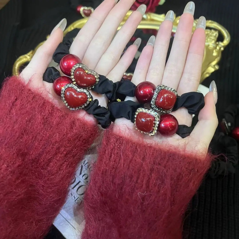 香妃戀人 輕奢韓版紅豆小腸發圈丸子頭馬尾發繩2024新款時尚發圈