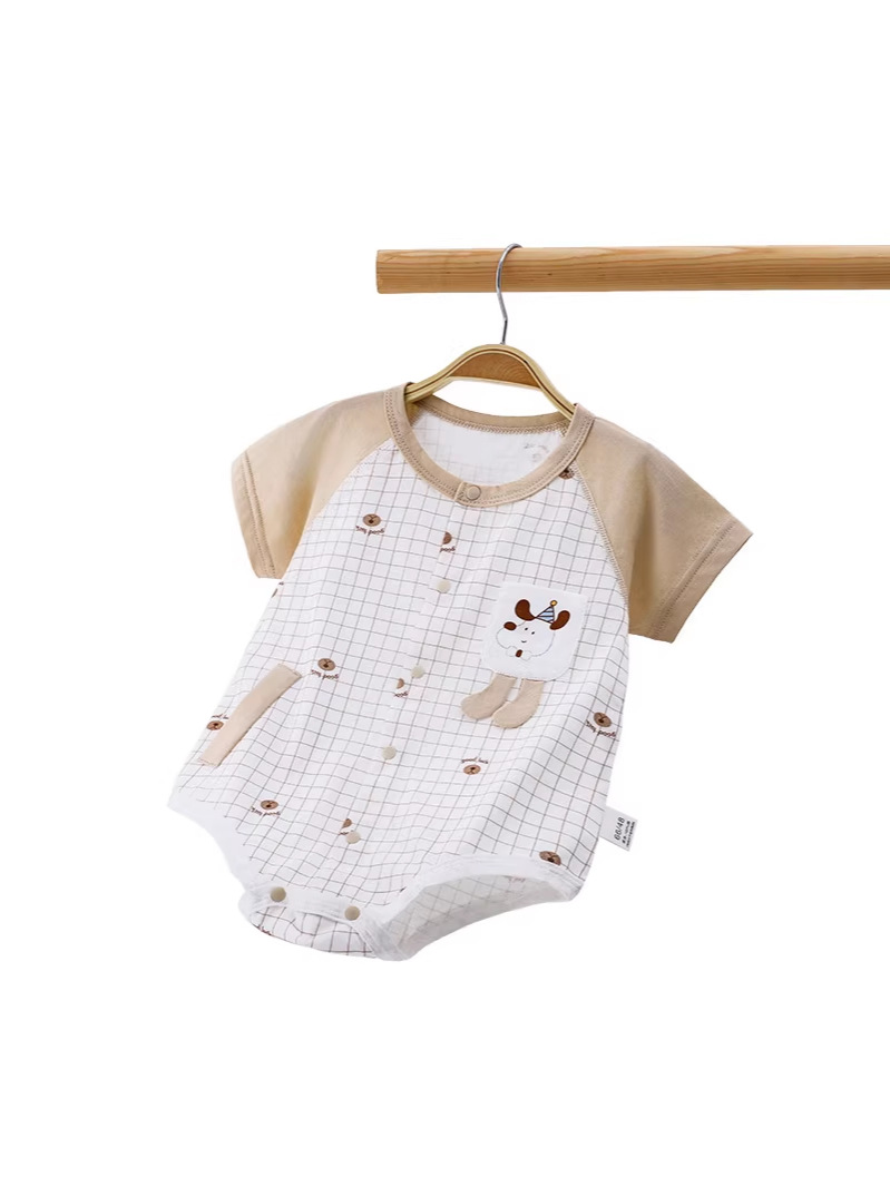 Baby algodón de manga corta ropa de escalada ropa infantil una clase de ropa bata bata un pequeño mes de bebé dibujos animados sin hueso chaqueta