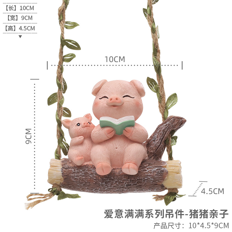 Animales de dibujos animados creativos padres-hijos jardinería colgante jardín paisaje jardín cálido adornos de familia colgante de resina