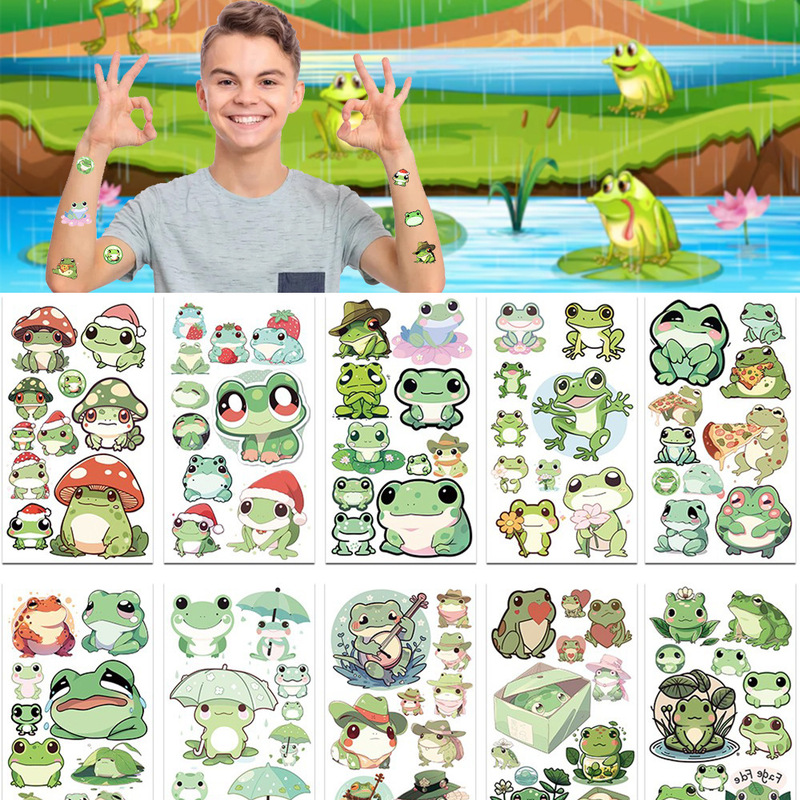 Cross-border New Cute Frog Children Tattoo Cartoon Animal Party Gift Arm Face Temporary Sticker
