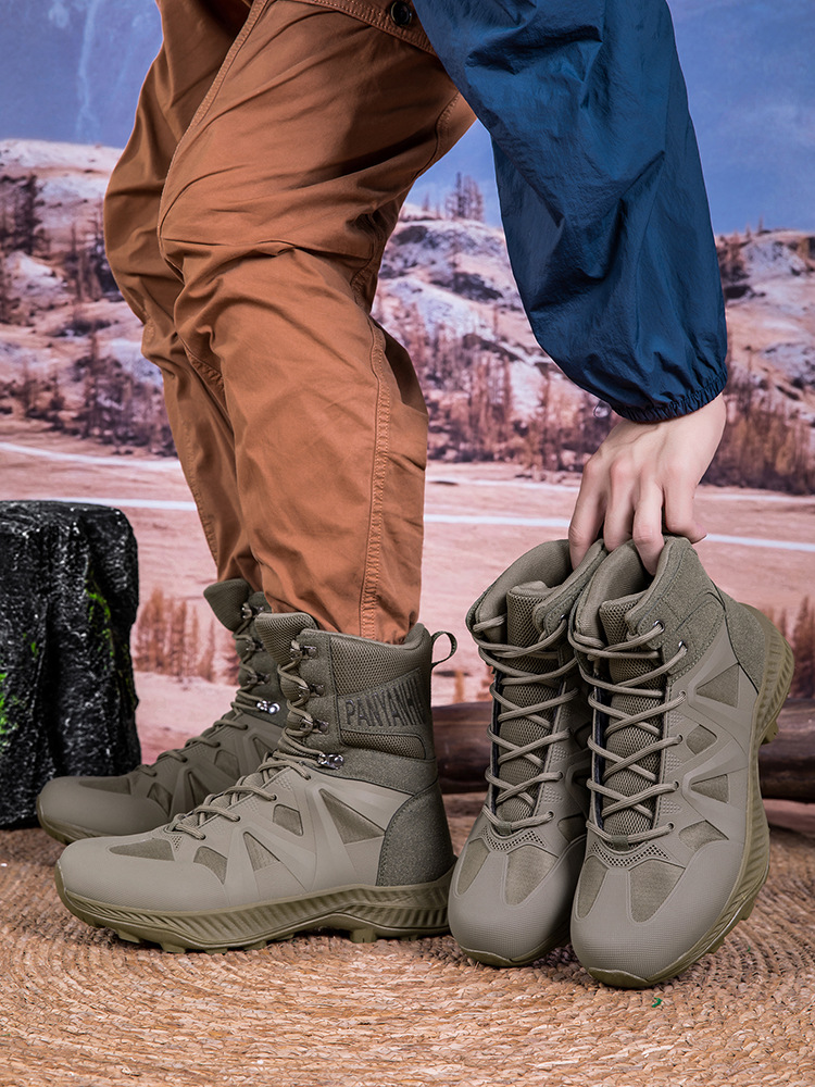 2024 botas militares de caña alta de gran tamaño transfronterizas, zapatos de senderismo para hombres, tipos de trabajo, armas, tácticas, botas de combate, fabricantes de botas de herramientas del desierto