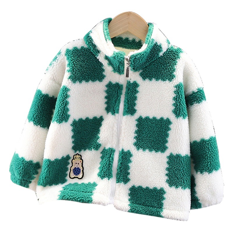 [Oso Jin Yong] abrigo para niños ropa de algodón acolchado niños niñas cordero nuevo Otoño e Invierno forrado de lana engrosada bebé suéter de los niños
