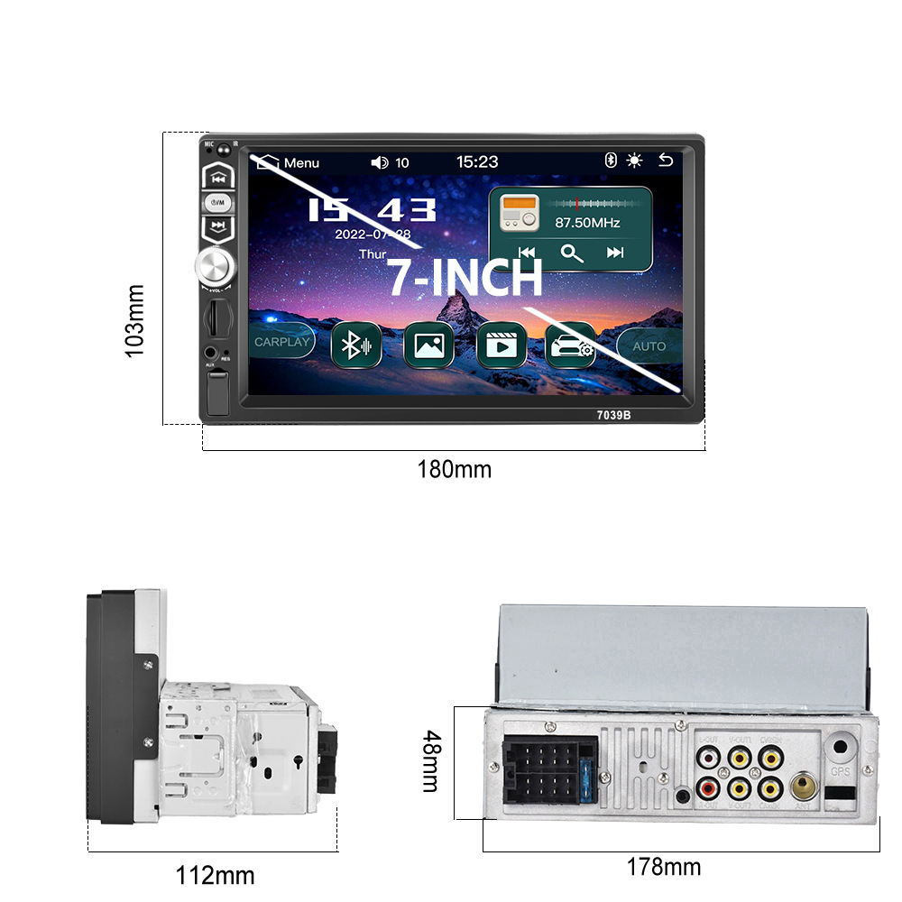 7039B Wired Carplay 7inch Single-Shank Car Mp5 Android Auto Single-Shank Dual-Shank Can Be Installed