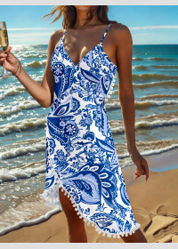Vestido Multiuso Playero de Tirantes para Mujer de Poliéster con Borlas para Playa image 16