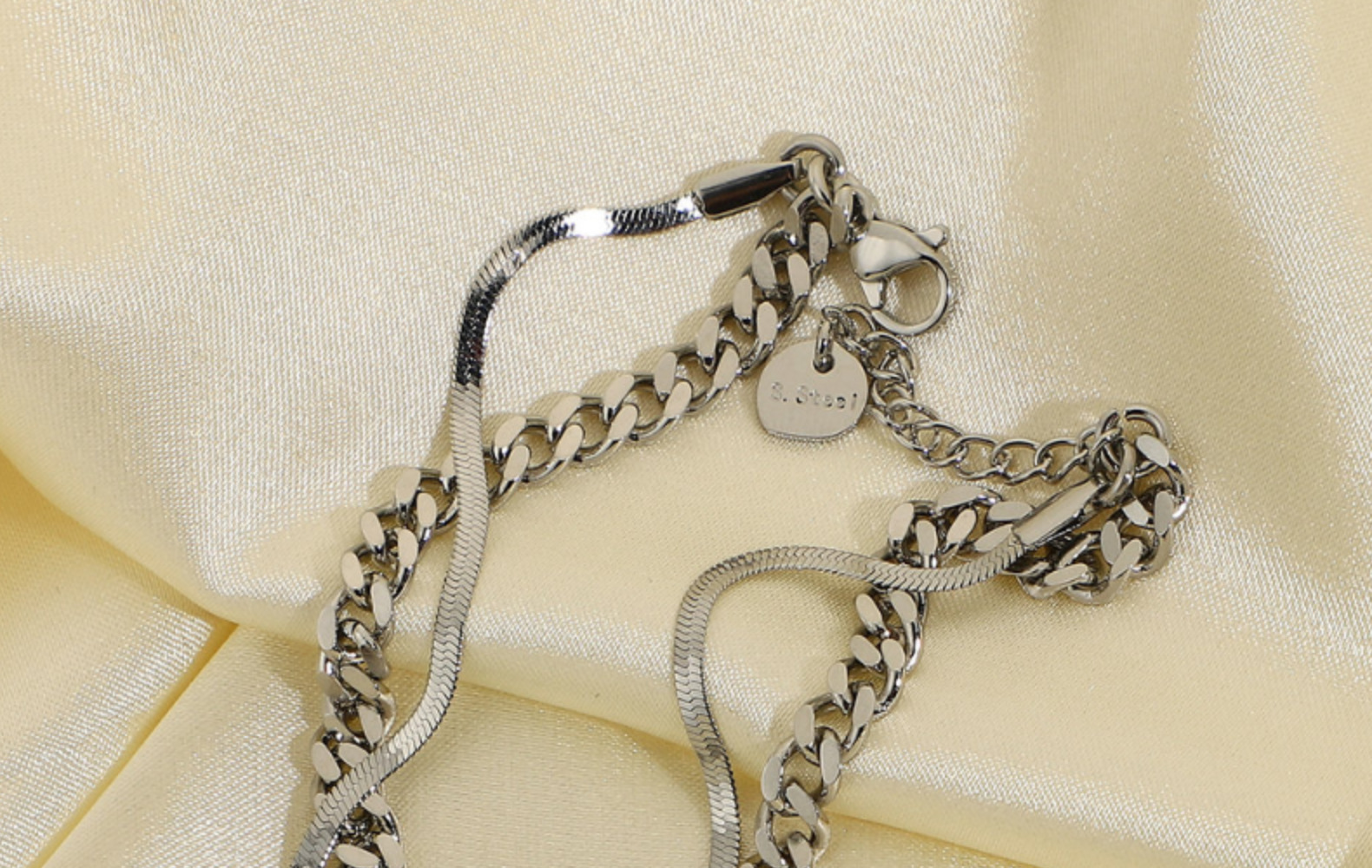 fashion doublelayer flat snake chain stainless steel braceletpicture8