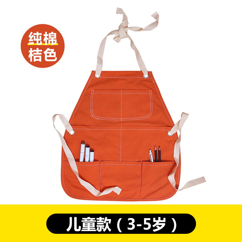 Delantal infantil de algodón Amazon con logotipo personalizado, pintura, caligrafía, delantal vaquero sin mangas para niños, personalización al por mayor