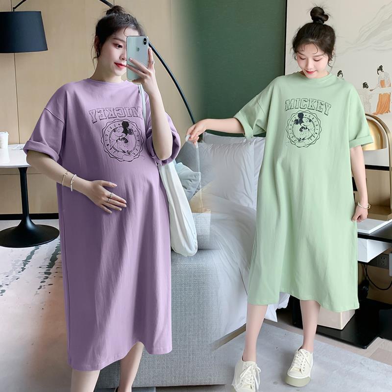 Summer Hot-selling Maternity Dress Internet Popular Fashion Casual plus size dress Summer T-shirt Long Over-the-Knee Long Skirt