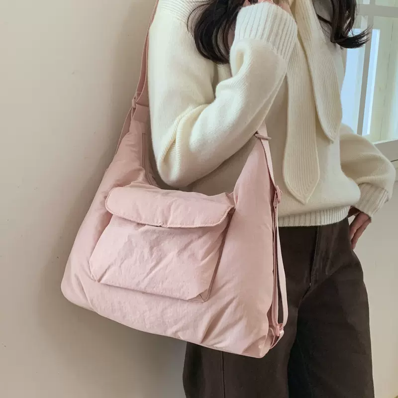 韩版简约帆布托特包女2025新款通勤单肩斜挎包多功能休闲双肩背包