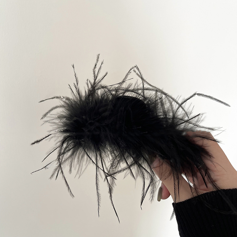 Feather Hair Clip Elegant Ostrich Feather Claw Clip For Hair_voghion.com