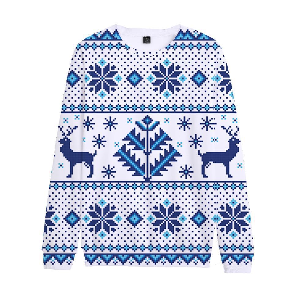Estampado de Navidad Estampado Otoño Cuello redondo Estampado Nuevo estilo Suéter Cuello redondo Manga larga Ropa digital para hombre suelta 2024