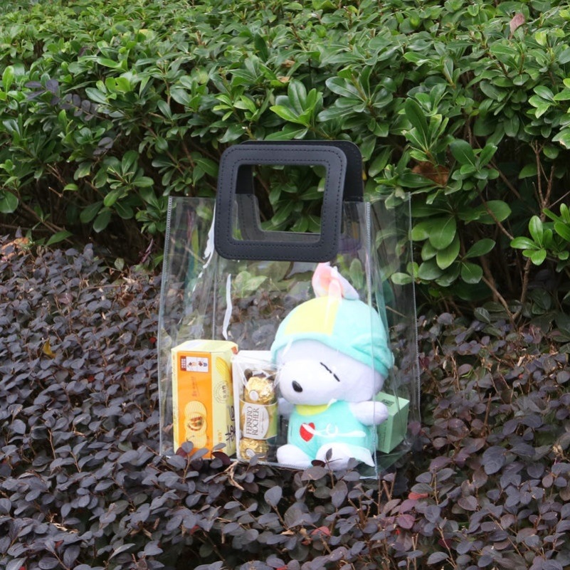 Transparent gift bag PVC handbag gift bag favor bag gift bag black sugar shop gift bag