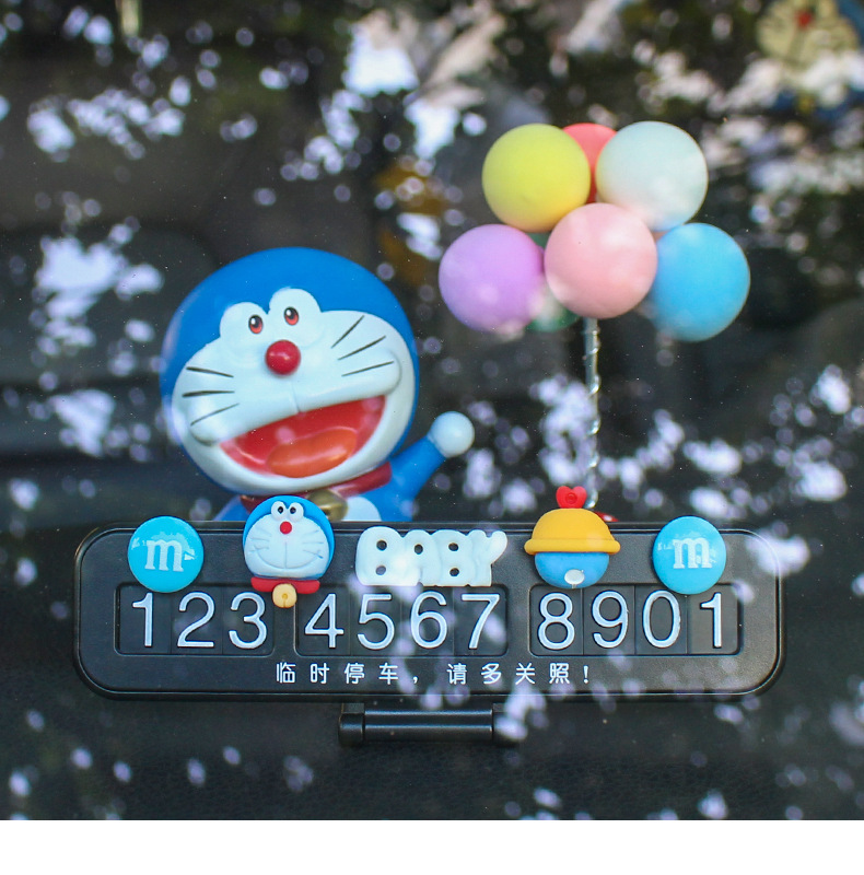 Car temporary parking number plate, cute internet-famous doll, car relocation phone number sign, car interior decoration, car relocation ornament