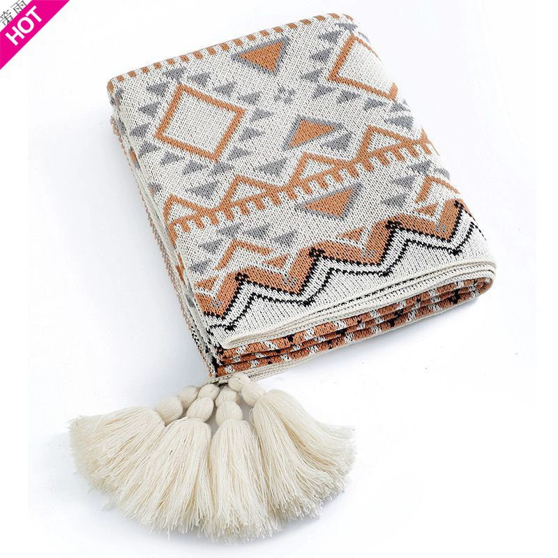 Knitted woolen cloak, duvet for sleep, sofa, simple and elegant design, boho style, wholesale