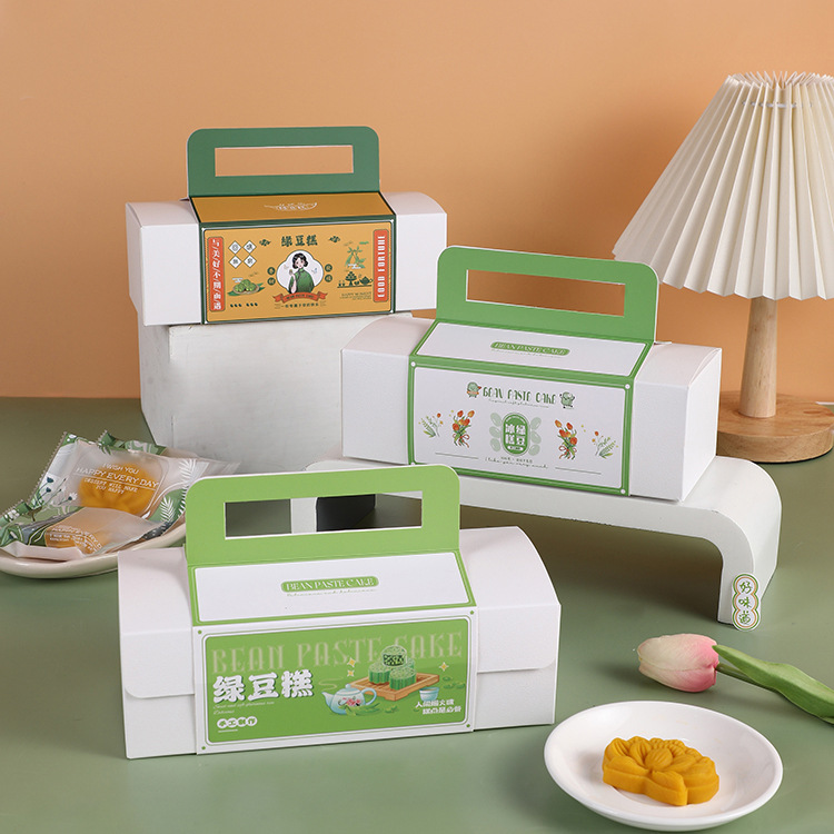 新品绿豆糕包装盒6/8粒绿豆冰糕手提创意包装礼盒礼品盒烘焙盒子