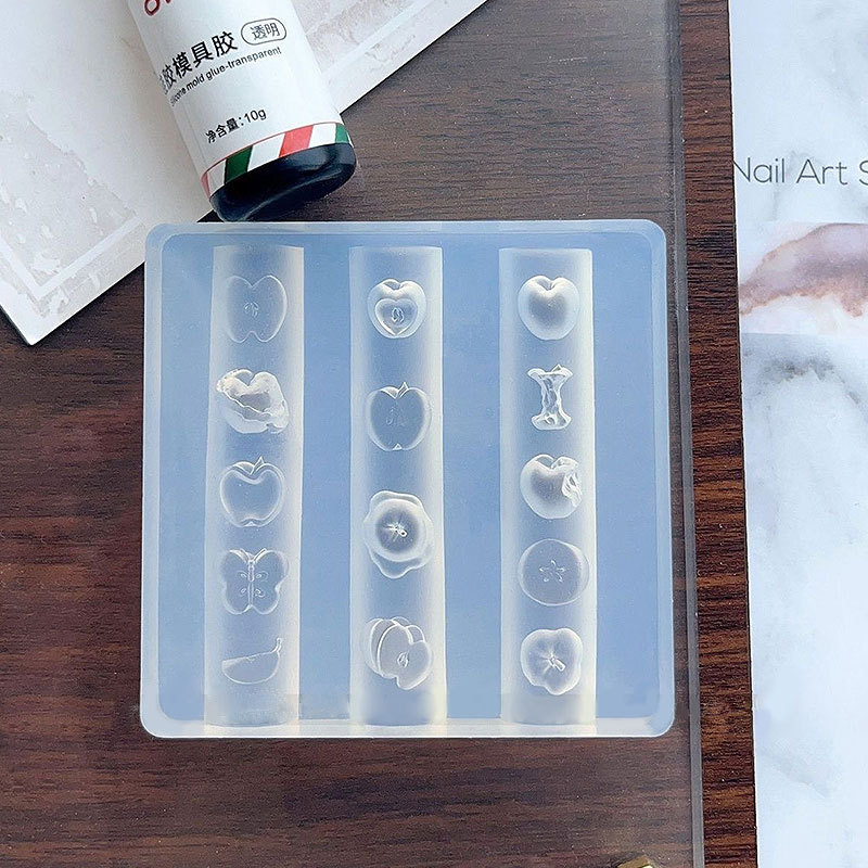 仿真微缩苹果浮雕造型装饰高透美甲模具DIY滴胶雕花胶模平替款|undefined