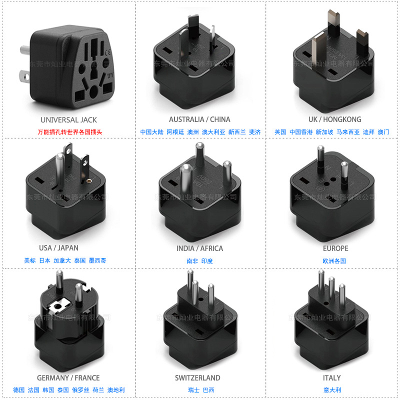 英标欧标澳标美标日标德标转换插头意大利瑞士以色列印度转接头