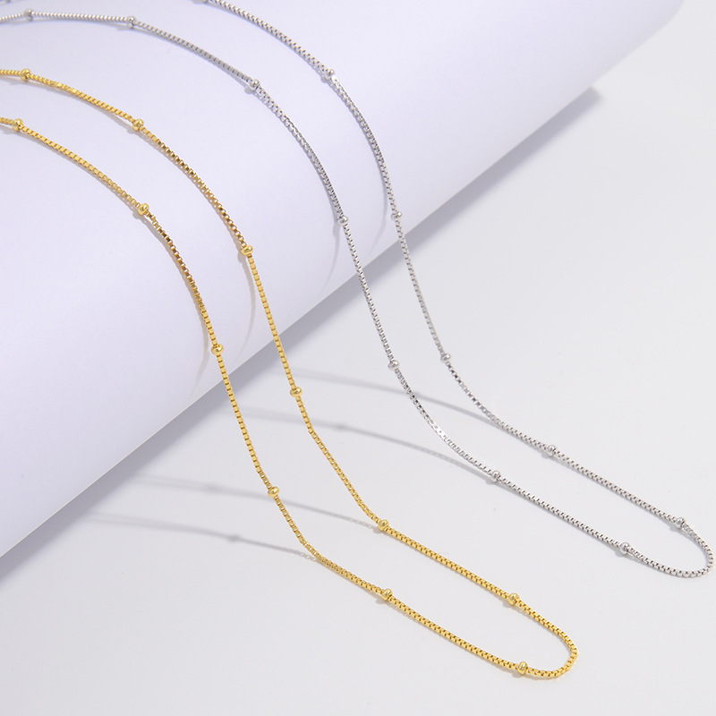 2g Weight 0.03µm-0.05µm Gold Plating Thickness Electroplating Gold Plating Process 1 Piece 925 Sterling Silver Box Chain 1.8*460mm Jewelry Accessories
